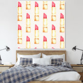 Modernes, pastellfarbenes rosa und rotes Lipstick- Leinwanddruck (Insitu (Schlafzimmer))