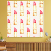 Modernes, pastellfarbenes rosa und rotes Lipstick- Leinwanddruck (Insitu (Wohnzimmer))