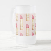 Modernes, pastellfarbenes rosa und rotes Lipstick- Mattglas Bierglas (Vorderseite Links)