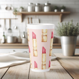 Modernes, pastellfarbenes rosa und rotes Lipstick- Milchtasse