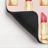 Modernes, pastellfarbenes rosa und rotes Lipstick- Mousepad (Ecke)