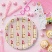 Modernes, pastellfarbenes rosa und rotes Lipstick- Pappteller (Party)