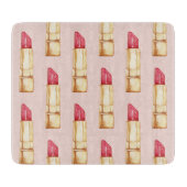 Modernes, pastellfarbenes rosa und rotes Lipstick- Schneidebrett (Vorderseite)