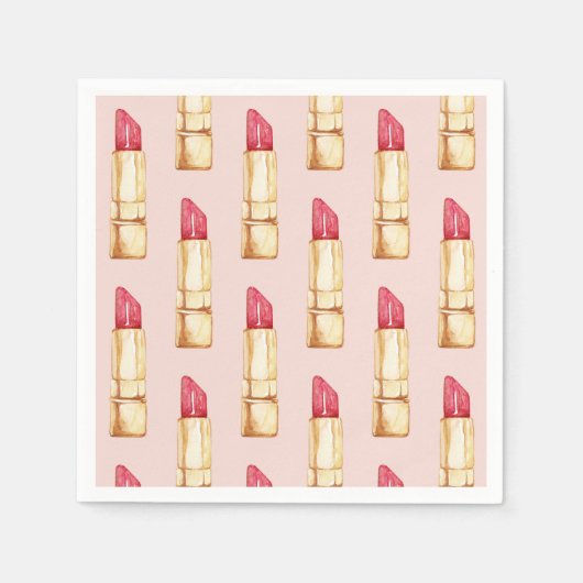 Modernes, pastellfarbenes rosa und rotes Lipstick- Serviette (Vorderseite)