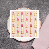 Modernes, pastellfarbenes rosa und rotes Lipstick- Serviette