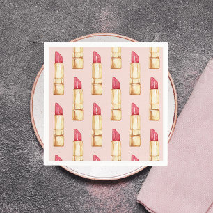 Modernes, pastellfarbenes rosa und rotes Lipstick- Serviette