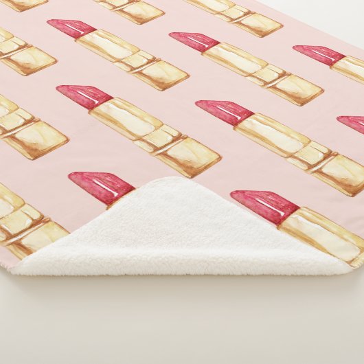 Modernes, pastellfarbenes rosa und rotes Lipstick- Sherpadecke (3/4)