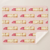 Modernes, pastellfarbenes rosa und rotes Lipstick- Sherpadecke (Vorderseite (Horizontal))