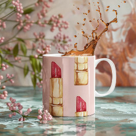 Modernes, pastellfarbenes rosa und rotes Lipstick- Zweifarbige Tasse