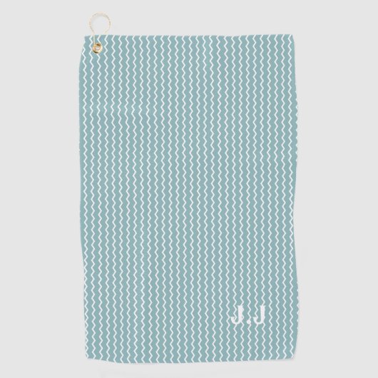 Modernes, pastellfarbenes, weißes Wellenmuster Golfhandtuch (Vorderseite)