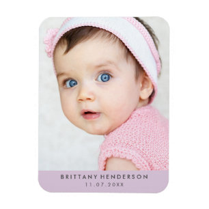 Modernes Pastelllila des Baby-Foto-  Magnet