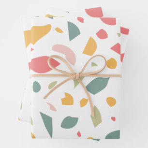 Modernes Pastellmuster Geschenkpapier Set