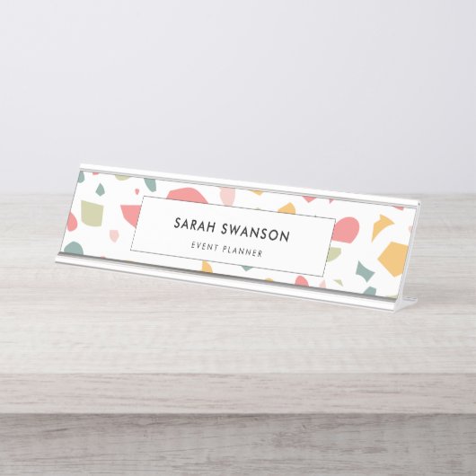 Modernes Pastellmuster Schreibtischnamensplakette (Vorderseite )
