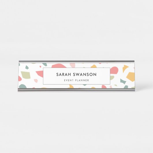 Modernes Pastellmuster Schreibtischnamensplakette (Vorderseite )