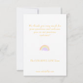 Modernes pastellorangefarbenes Regenbogengeschäft Dankeskarte (Rückseite)