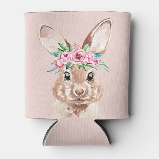 Modernes, pastellrosa Aquarellhaus mit Blume Dosenkühler (Vorderseite)