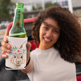 Modernes, pastellrosa Aquarellhaus mit Blume Dosenkühler