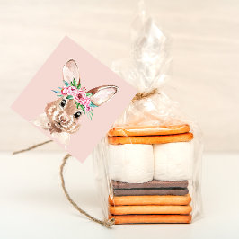 Modernes, pastellrosa Aquarellhaus mit Blume Geschenkanhänger