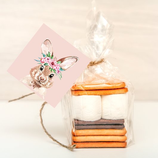 Modernes, pastellrosa Aquarellhaus mit Blume Geschenkanhänger