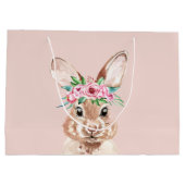 Modernes, pastellrosa Aquarellhaus mit Blume Große Geschenktüte (Rückseite)