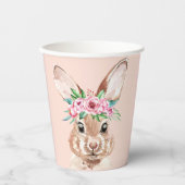 Modernes, pastellrosa Aquarellhaus mit Blume Pappbecher (Vorderseite)