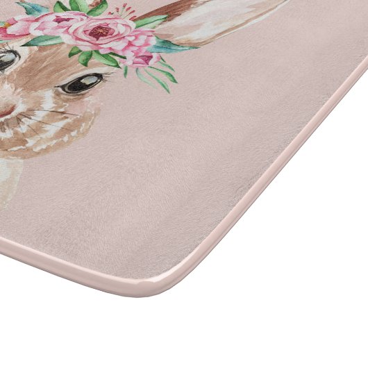 Modernes, pastellrosa Aquarellhaus mit Blume Schneidebrett (Ecke)