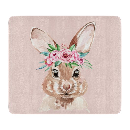 Modernes, pastellrosa Aquarellhaus mit Blume Schneidebrett (Vorderseite)