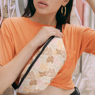 Modernes, pastellrosa, orangefarbenes Muster Bauchtasche