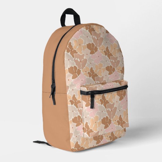 Modernes, pastellrosa, orangefarbenes Muster Bedruckter Rucksack (Rückseitige Ecke links)