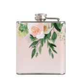 Modernes Pastellrosa und Blume mit Namen Flachmann (Rückseite)