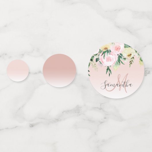 Modernes Pastellrosa und Blume mit Namen Konfetti (Rückseiten)