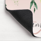 Modernes Pastellrosa und Blume mit Namen Mousepad (Ecke)