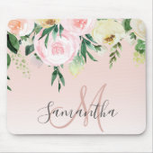 Modernes Pastellrosa und Blume mit Namen Mousepad (Vorne)