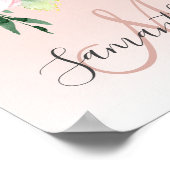 Modernes Pastellrosa und Blume mit Namen Poster (Ecke)