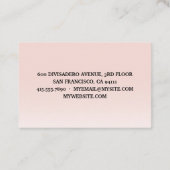 Modernes Pastellrosa und Blume mit Namen Visitenkarte (Rückseite)