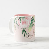 Modernes Pastellrosa und Blume mit Namen Zweifarbige Tasse (Vorderseite Links)