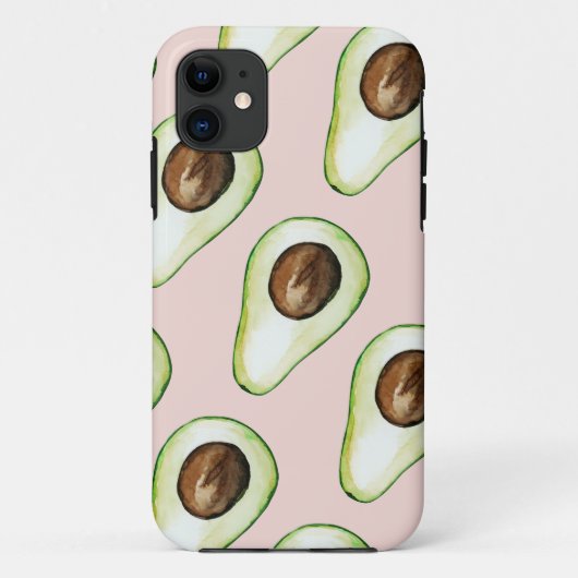 Modernes pastellrosa und grünes Avocado-Muster Case-Mate iPhone Hülle (Rückseite)