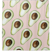 Modernes pastellrosa und grünes Avocado-Muster Duschvorhang (Vorderseite)