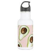 Modernes pastellrosa und grünes Avocado-Muster Edelstahlflasche (Vorderseite)