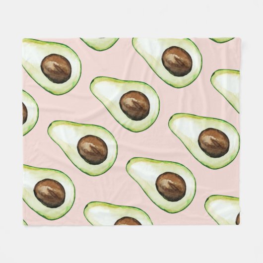 Modernes pastellrosa und grünes Avocado-Muster Fleecedecke (Vorderseite (Horizontal))