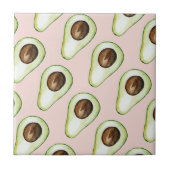 Modernes pastellrosa und grünes Avocado-Muster Fliese (Vorderseite)