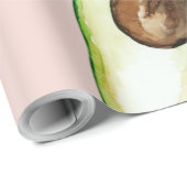 Modernes pastellrosa und grünes Avocado-Muster Geschenkpapier (Rolleneckpunkt)