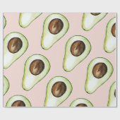 Modernes pastellrosa und grünes Avocado-Muster Geschenkpapier (Flach)