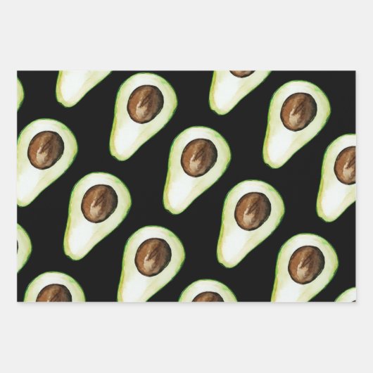 Modernes pastellrosa und grünes Avocado-Muster Geschenkpapier Set (Vorderseite 3)