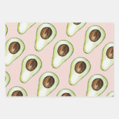 Modernes pastellrosa und grünes Avocado-Muster Geschenkpapier Set (Vorderseite)