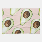 Modernes pastellrosa und grünes Avocado-Muster Geschirrtuch (Horizontal)