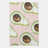 Modernes pastellrosa und grünes Avocado-Muster Geschirrtuch (Vertikal)