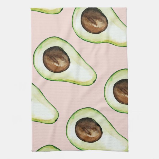 Modernes pastellrosa und grünes Avocado-Muster Geschirrtuch (Vertikal)