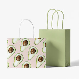 Modernes pastellrosa und grünes Avocado-Muster Große Geschenktüte