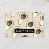 Modernes pastellrosa und grünes Avocado-Muster im Visitenkarte (Vorderseite)